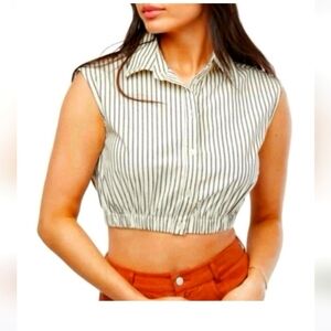NWT Revolve WeWoreWhat Sleeveless Popover Button Down Crop Shirt Sz M $59